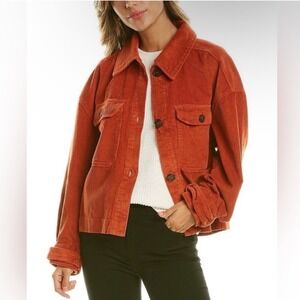 Anthropologie Avec Les Filles Corduroy Trucker Jacket Orange Shacket Size XL
